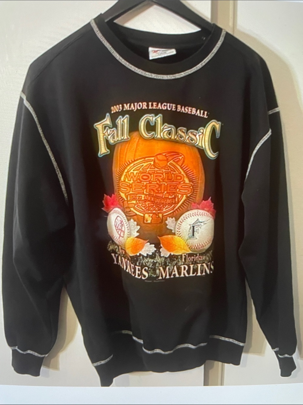 kenzie Black Crewneck with Orange Fall Classic Graphic
